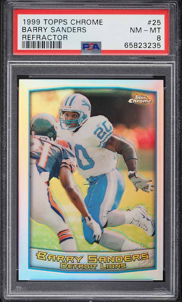 1999 Topps Chrome Refractor Barry Sanders #25 PSA 8 NM-MT