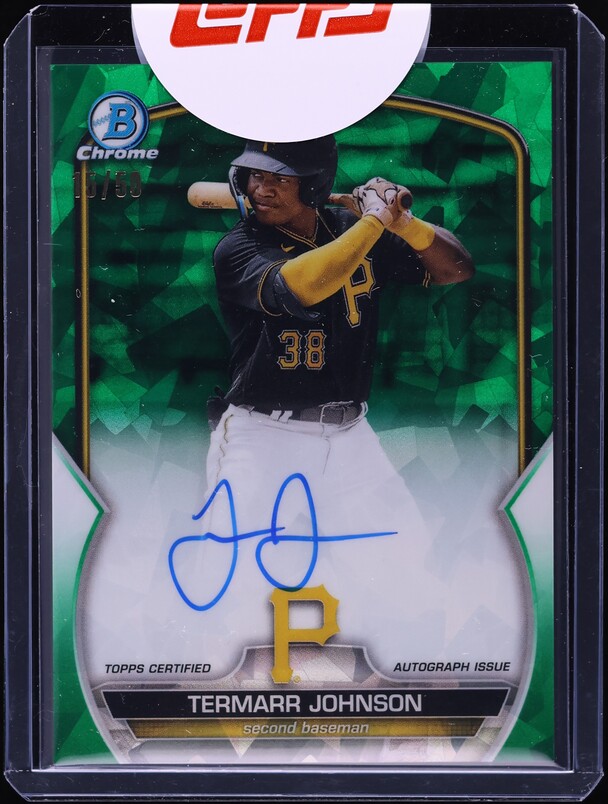 2023 Bowman Chrome Sapphire Green Refractor Termarr Johnson PROSPECT AUTO /50 #BSPA-TJ