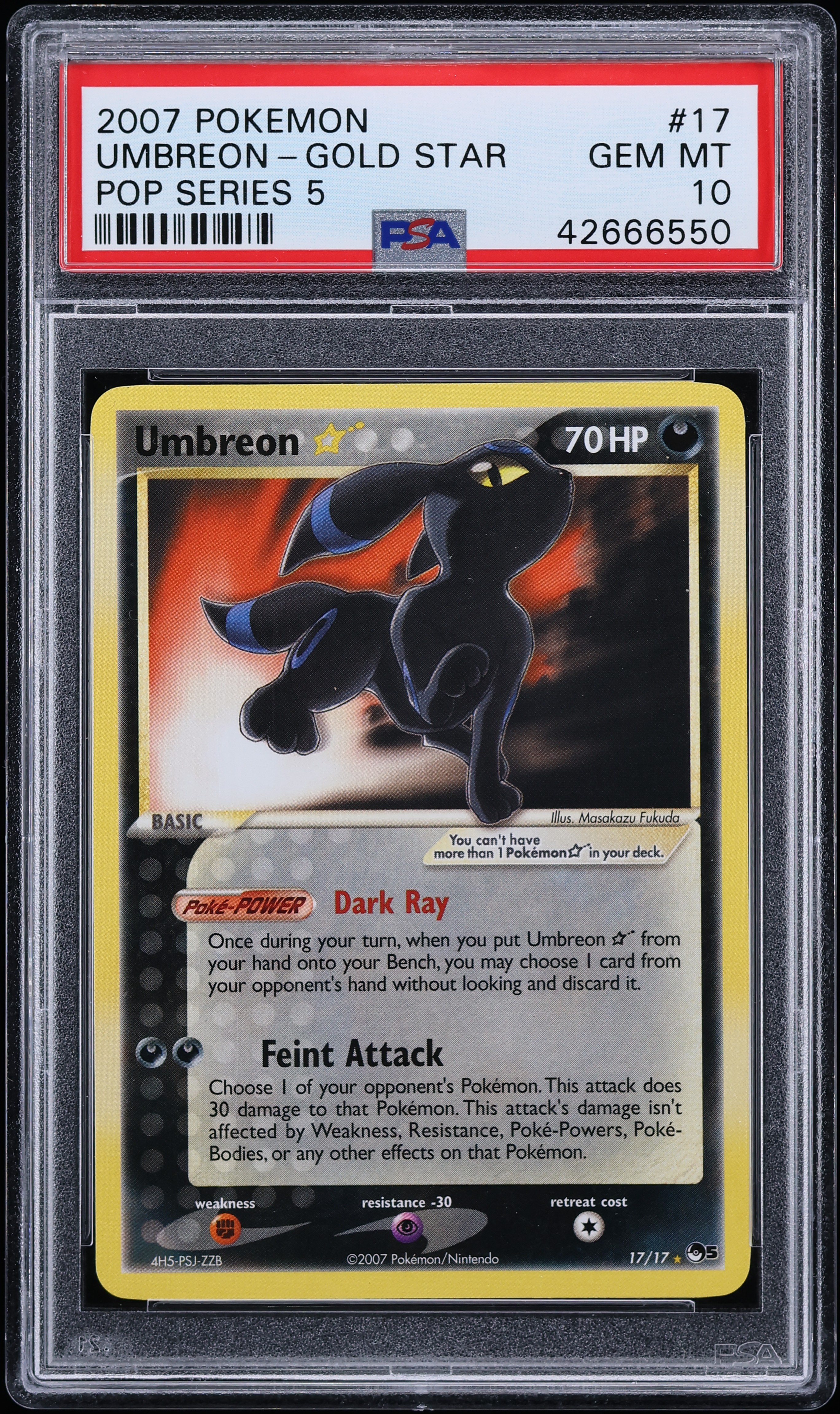 2007 Pokemon POP Series 5 Umbreon Gold Star #17 PSA 10 GEM MINT
