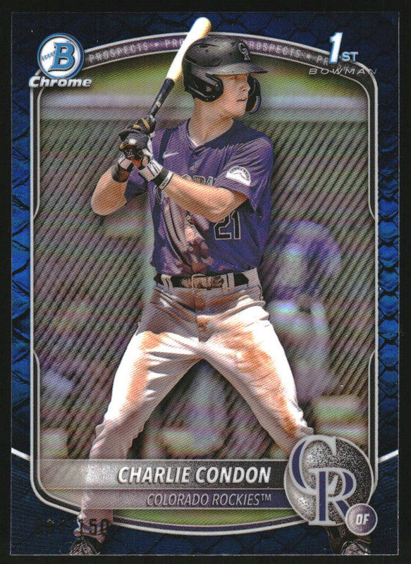 2025 Bowman Chrome Reptilian Blue Refractor #BCP-75 Charlie Condon RC /150