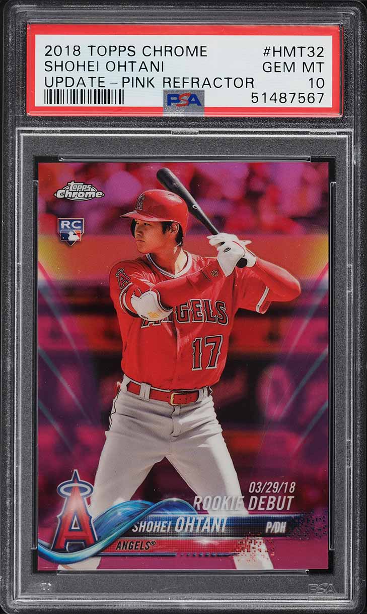 2018 Topps Chrome Update Pink Refractor Shohei Ohtani ROOKIE #HMT32 PSA 10 GEM