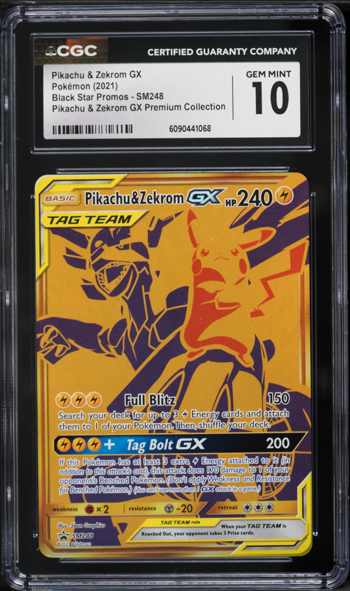 2021 Pokemon Sun & Moon Black Star Promo Premium Pikachu & Zekrom GX #SM248 CGC 10 GEM MINT