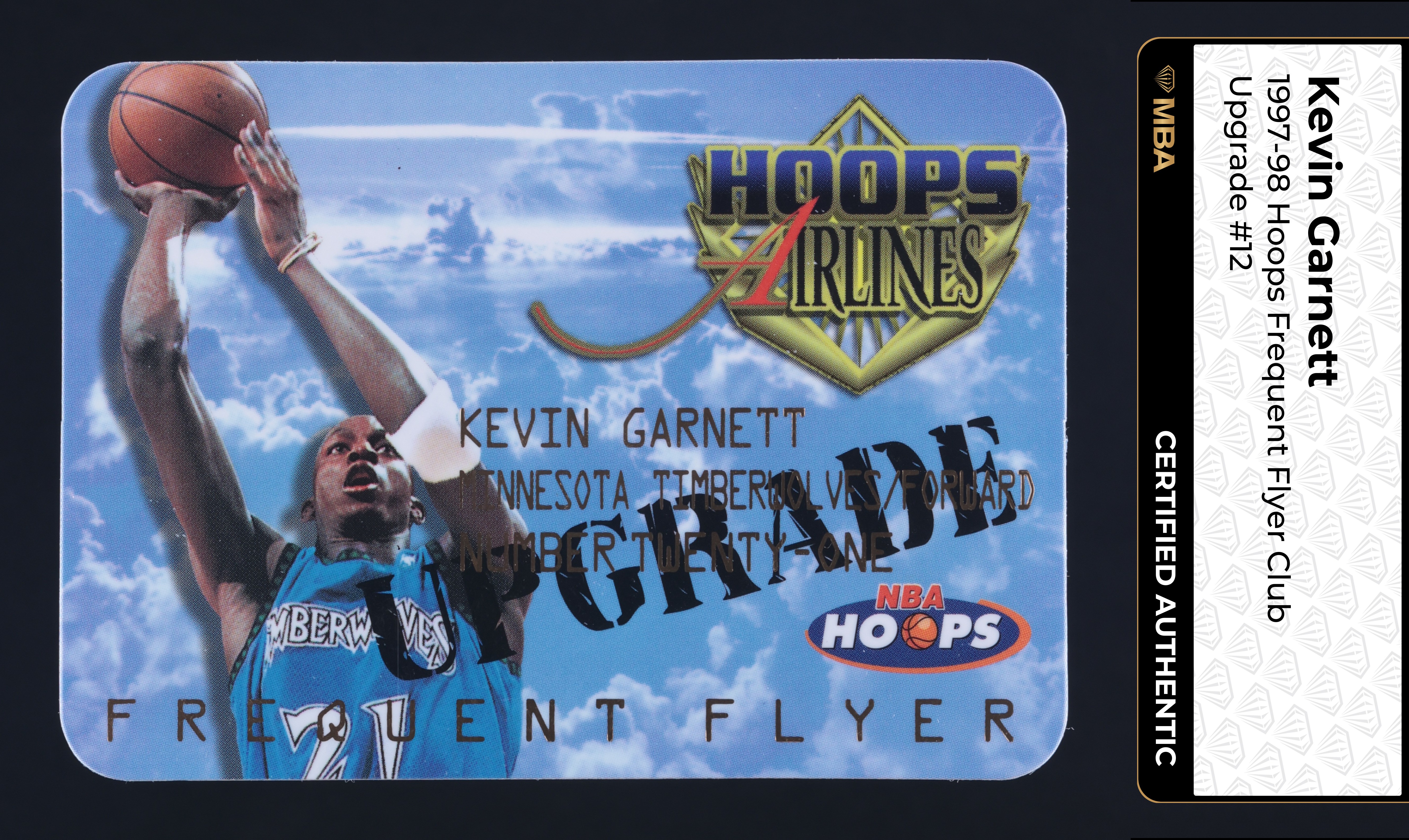 1997 Hoops Frequent Flyer Club Upgrade Kevin Garnett #12 MBA AUTH