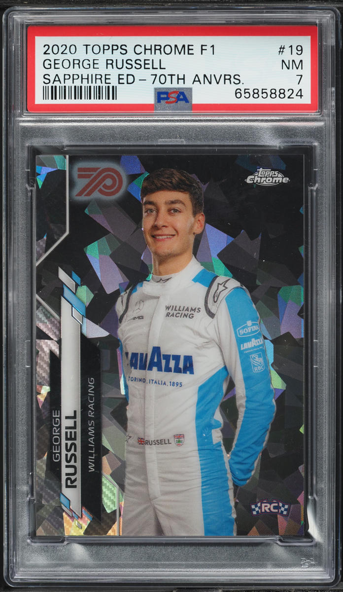 2020 Topps Chrome Formula 1 F1 Sapphire 70th George Russell ROOKIE /70 #19 PSA 7
