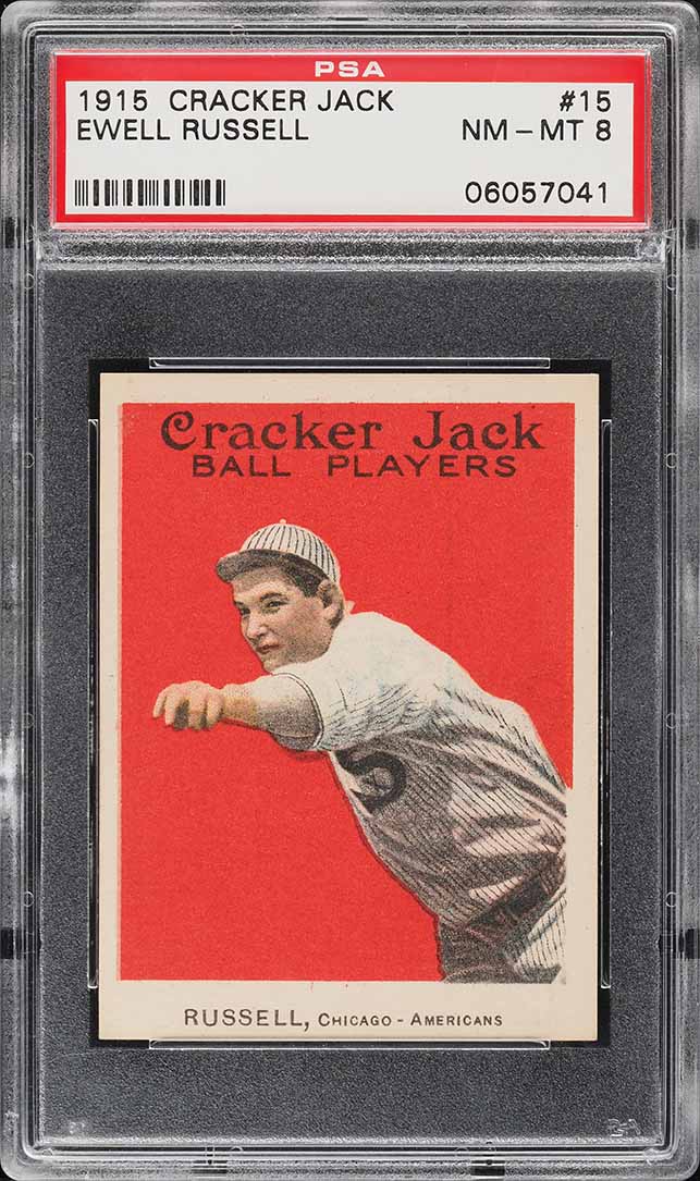 1915 Cracker Jack Ewell Russell #15 PSA 8 NM-MT