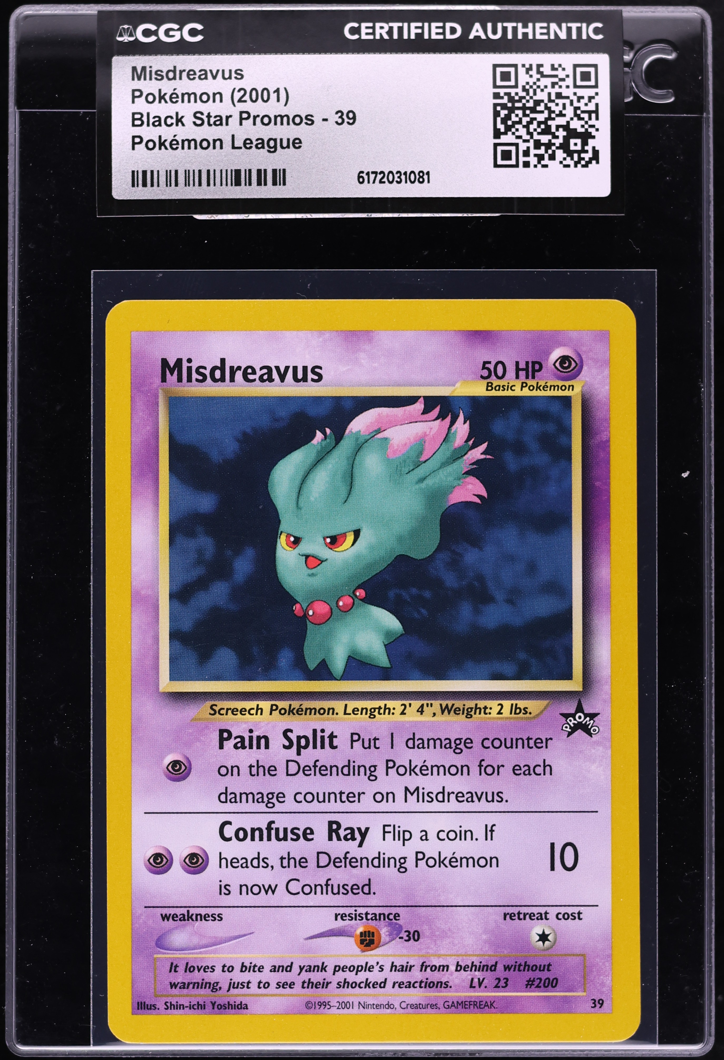 2001 Pokemon League Black Star Promo Misdreavus #39 CGC AUTH