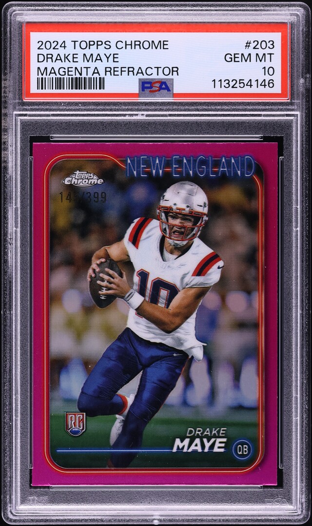 2024 Topps Chrome Magenta Refractor Drake Maye ROOKIE /399 #203 PSA 10 GEM MINT
