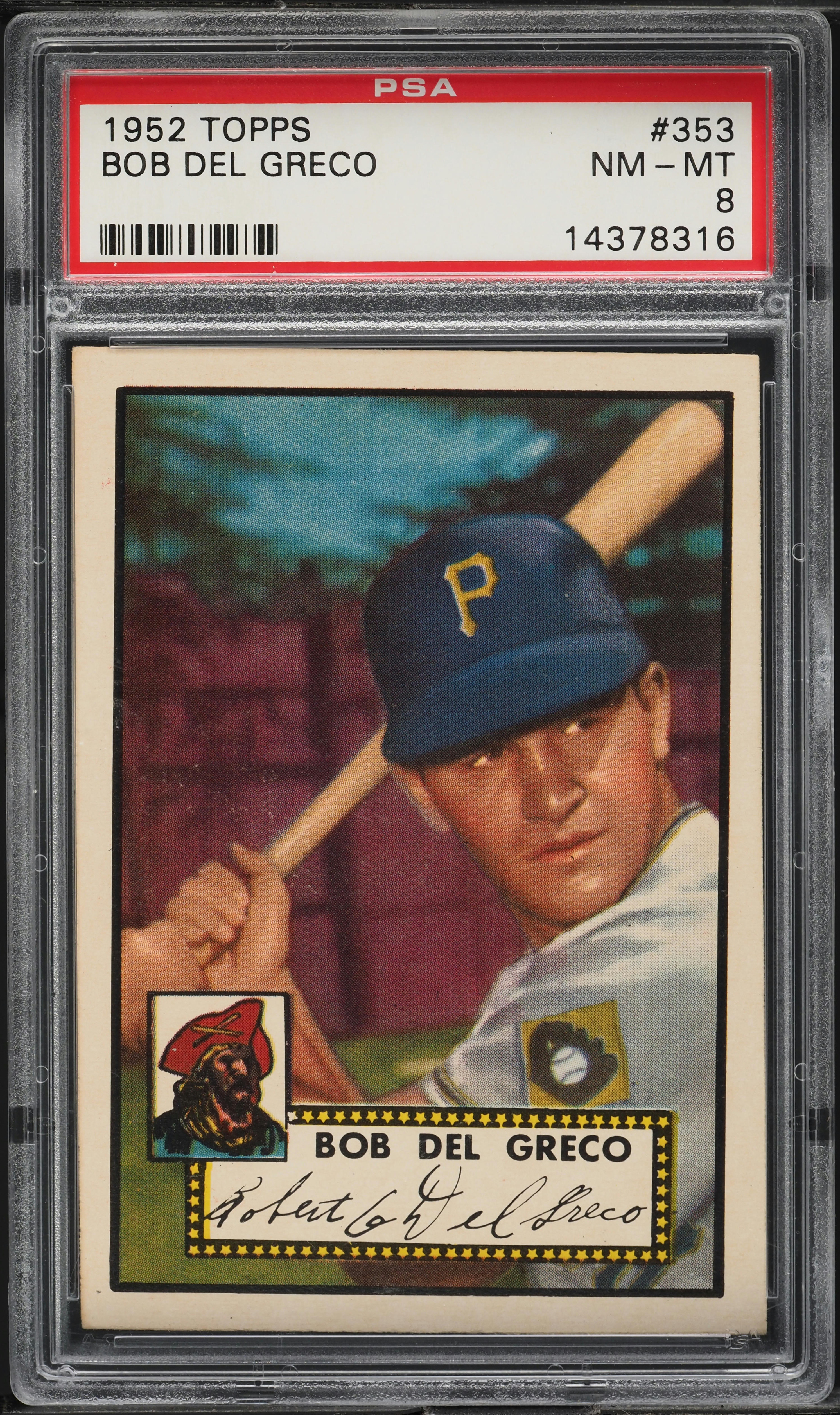 1952 Topps Bob Del Greco #353 PSA 8 NM-MT