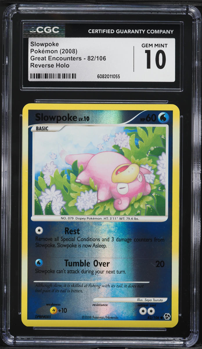 2008 Pokemon DP Great Encounters Reverse Holo Slowpoke #82 CGC 10 GEM MINT