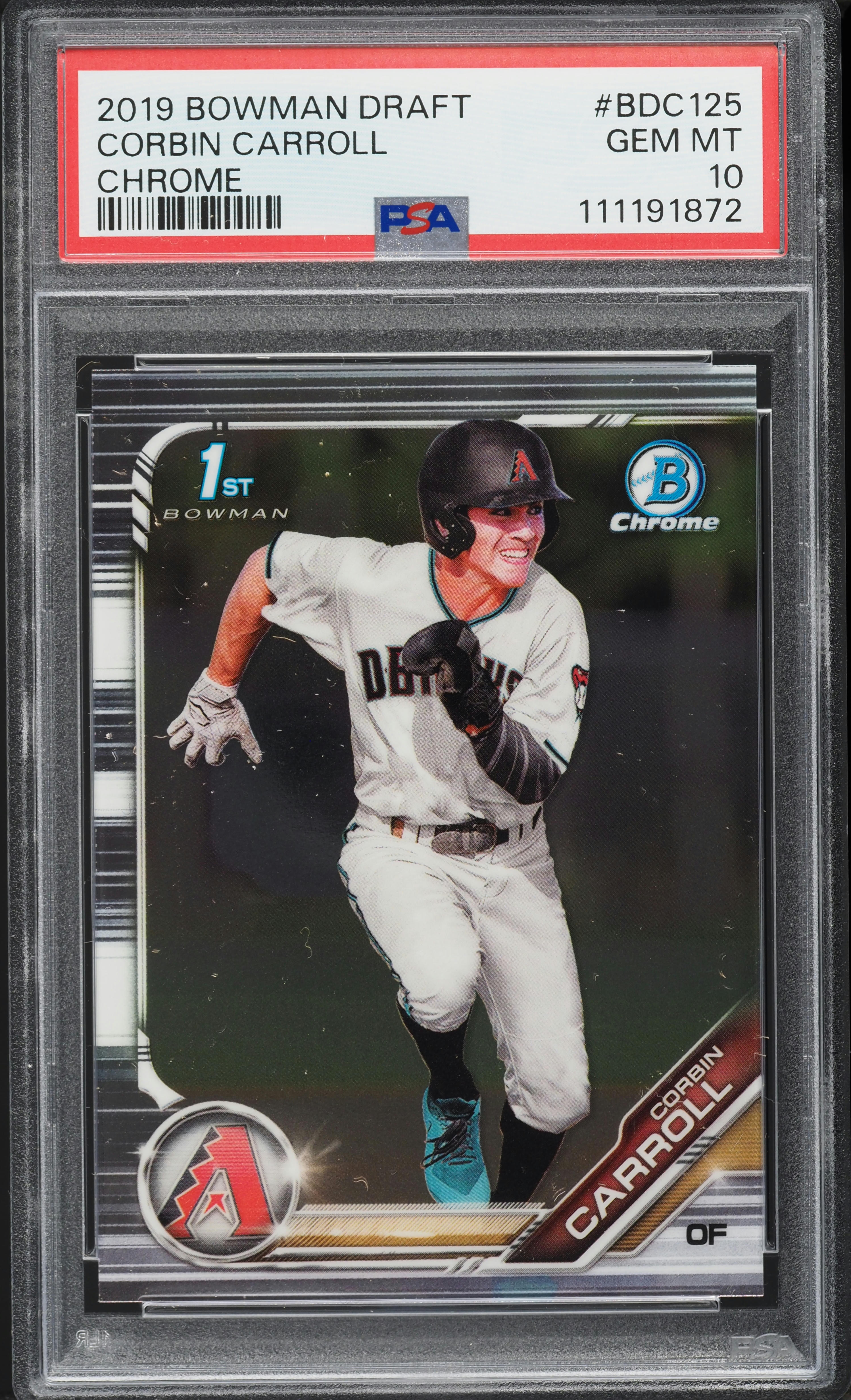2019 Bowman Chrome Draft Corbin Carroll PROSPECT #BDC-125 PSA 10 GEM MINT