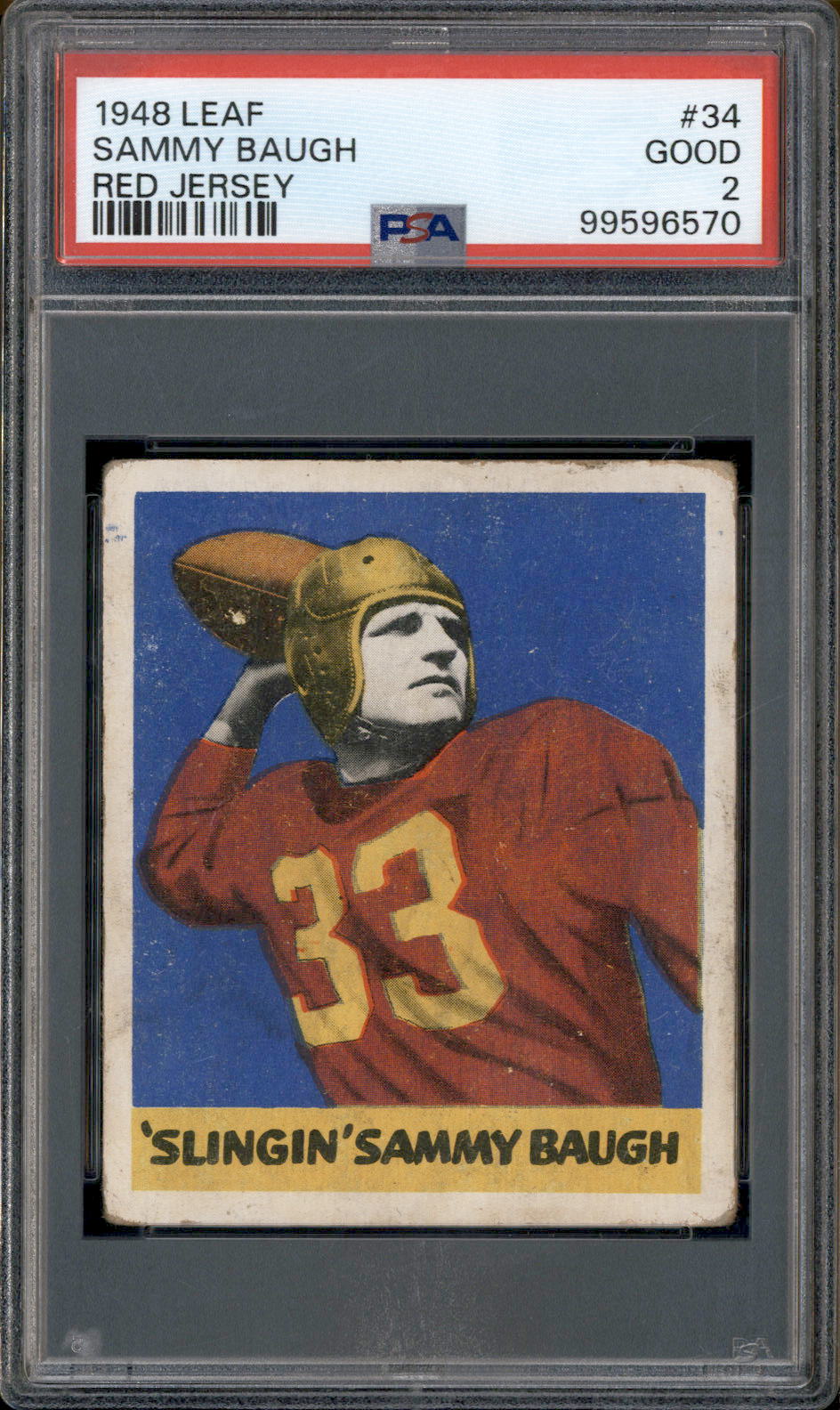 1948 Leaf #34 Sammy Baugh Red Jersey PSA 2