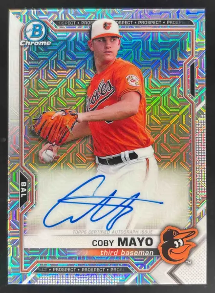 2021 Bowman Chrome Autographs Mega Box Mojo Refractor #BMA-CM Coby Mayo Auto