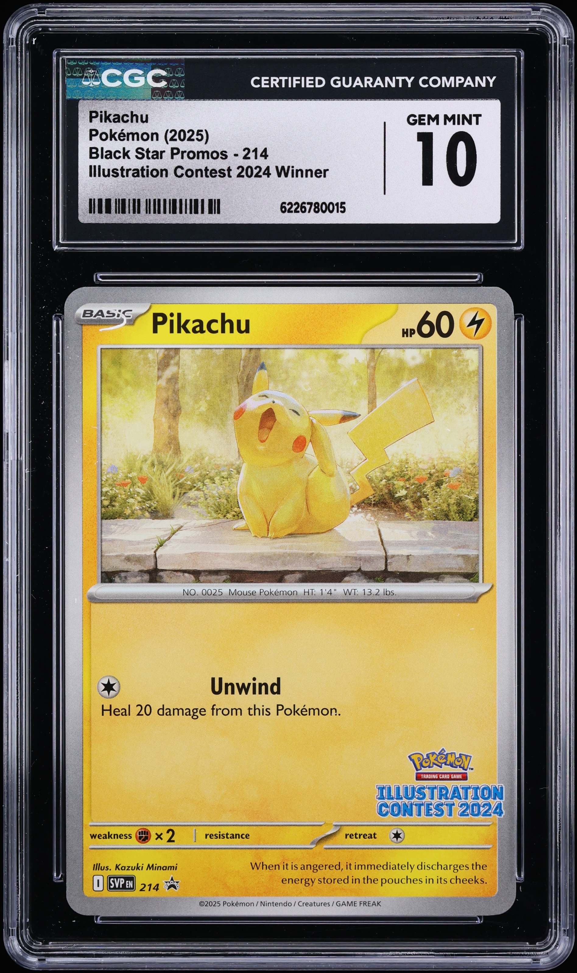 2025 Pokemon SV Promo Illustration Contest '24 Winner Pikachu #214 CGC 10 GEM MINT