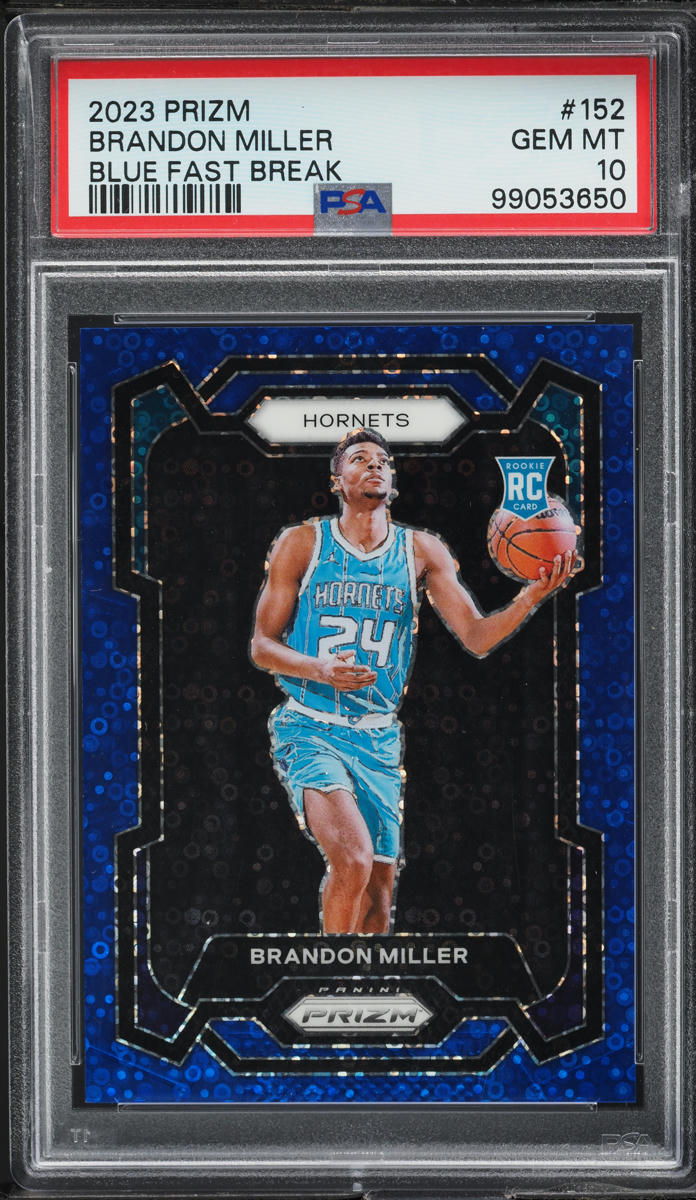 2023 Panini Prizm Blue Fast Break Brandon Miller ROOKIE /150 #152 PSA 10 GEM