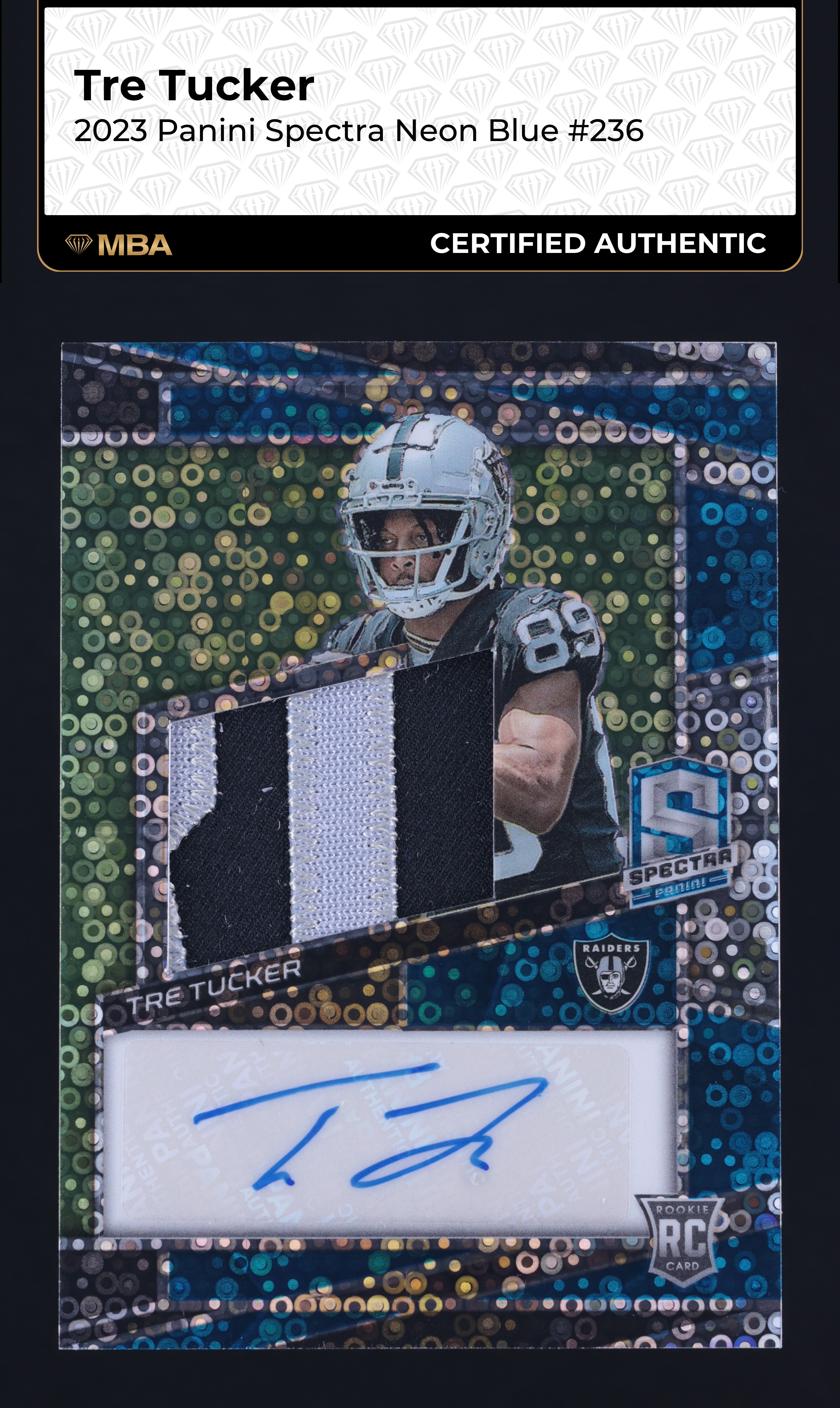 2023 Panini Spectra Neon Blue Tre Tucker ROOKIE PATCH AUTO /50 #236 MBA AUTH