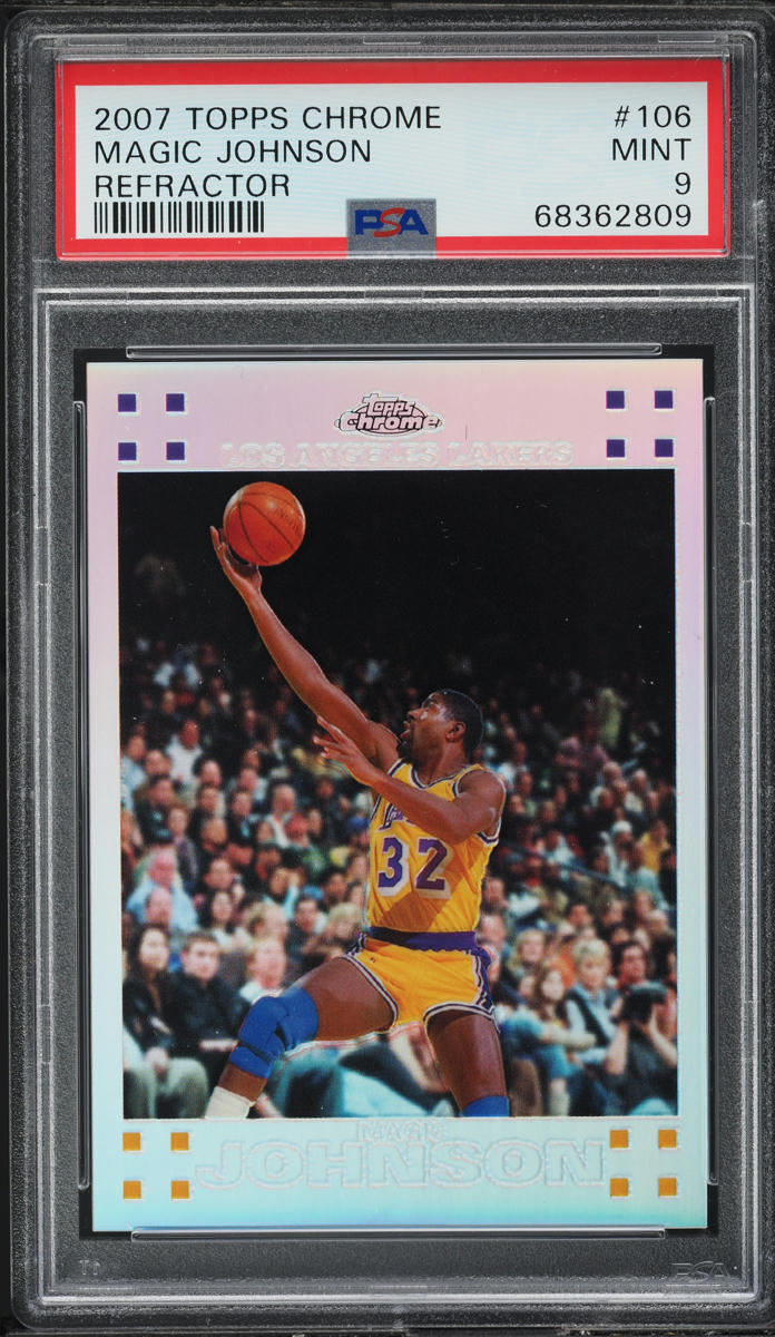2007 Topps Chrome Refractor Magic Johnson /999 #106 PSA 9 MINT