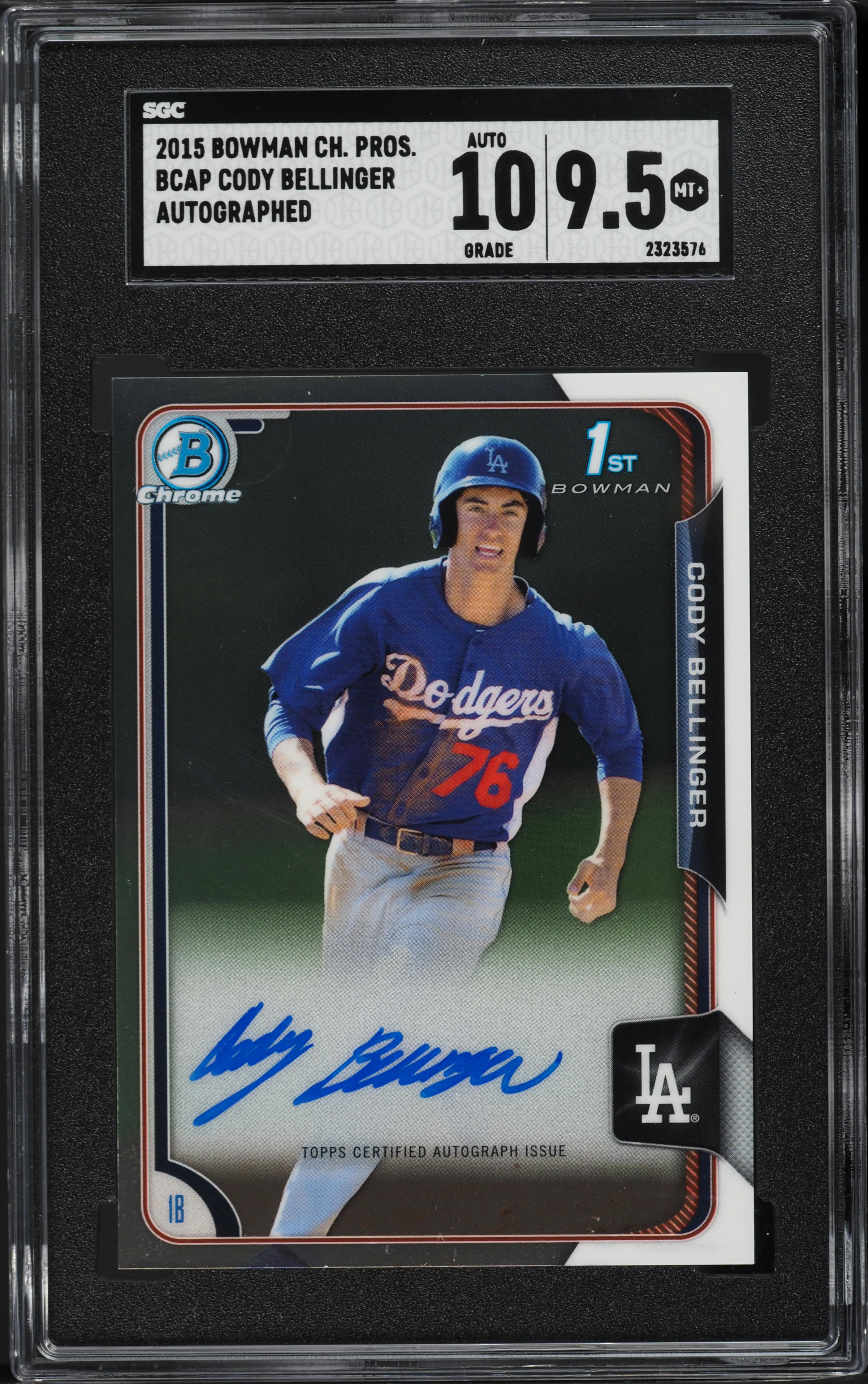 2015 Bowman Chrome Draft Cody Bellinger ROOKIE AUTO #BCAP-CBE SGC 9.5 MINT+
