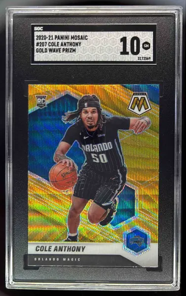 2020-21 Panini Mosaic Mosaic Gold Wave #207 Cole Anthony RC SGC 10