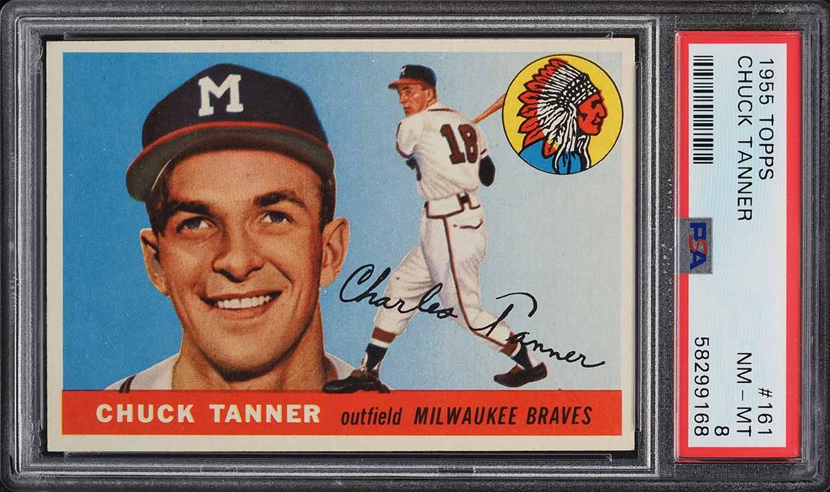 1955 Topps Chuck Tanner ROOKIE #161 PSA 8 NM-MT