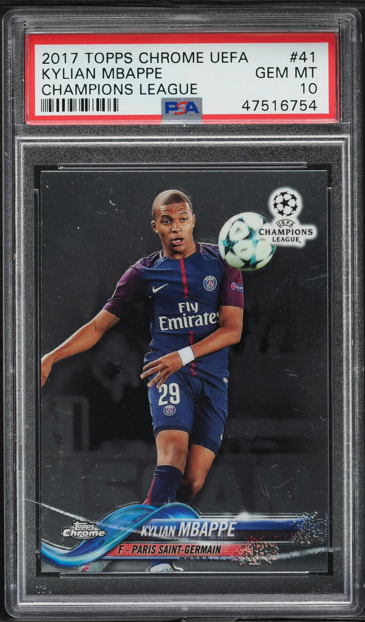 2017 Topps Chrome UEFA Champions League Kylian Mbappe ROOKIE #41 PSA 10 GEM