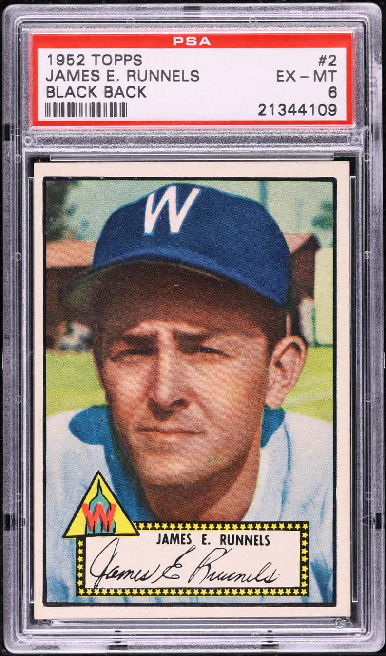 1952 Topps James E. Runnels ROOKIE, BLACK BACK #2 PSA 6 EXMT