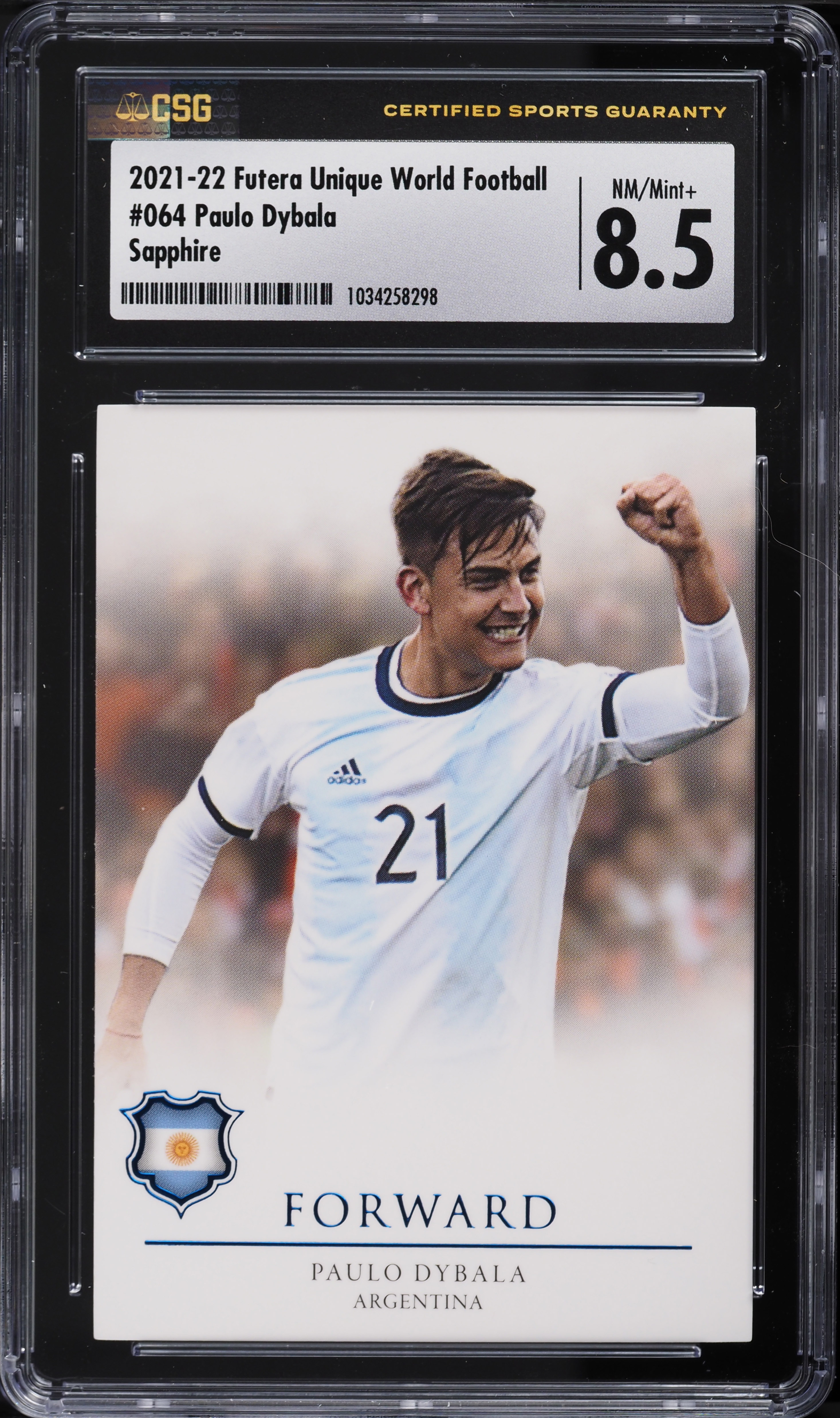 2021 Futera Unique World Football Sapphire Paulo Dybala /30 #64 CSG 8.5 NM-MT+