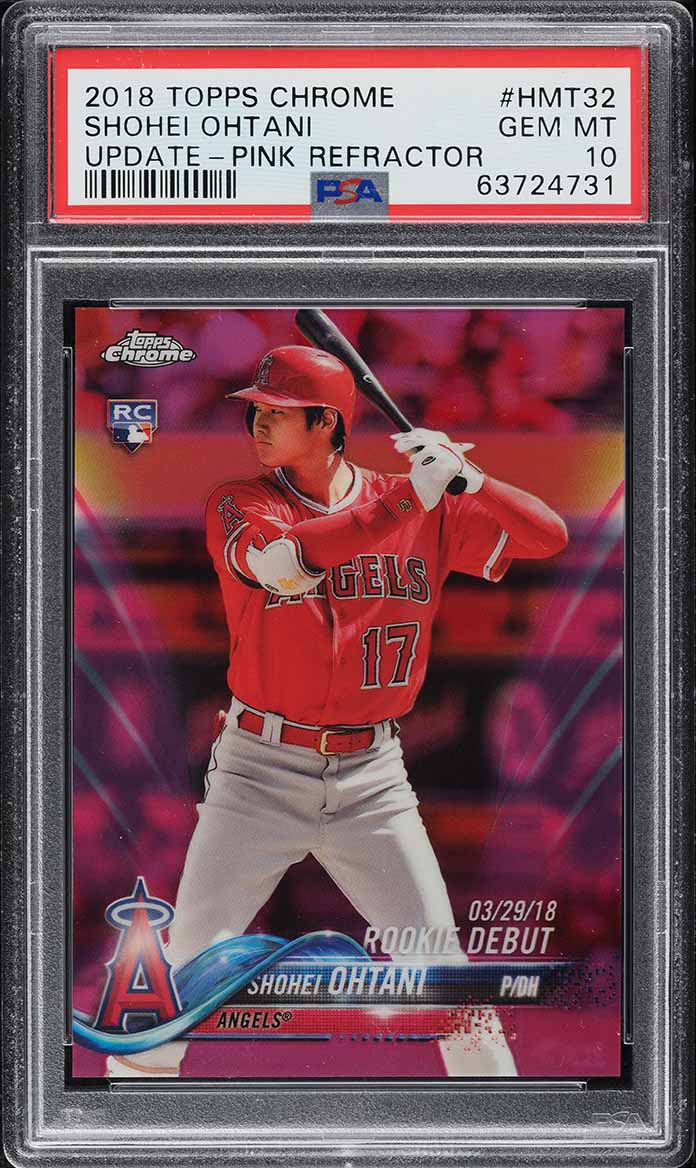 2018 Topps Chrome Update Pink Refractor Shohei Ohtani ROOKIE #HMT32 PSA 10 GEM