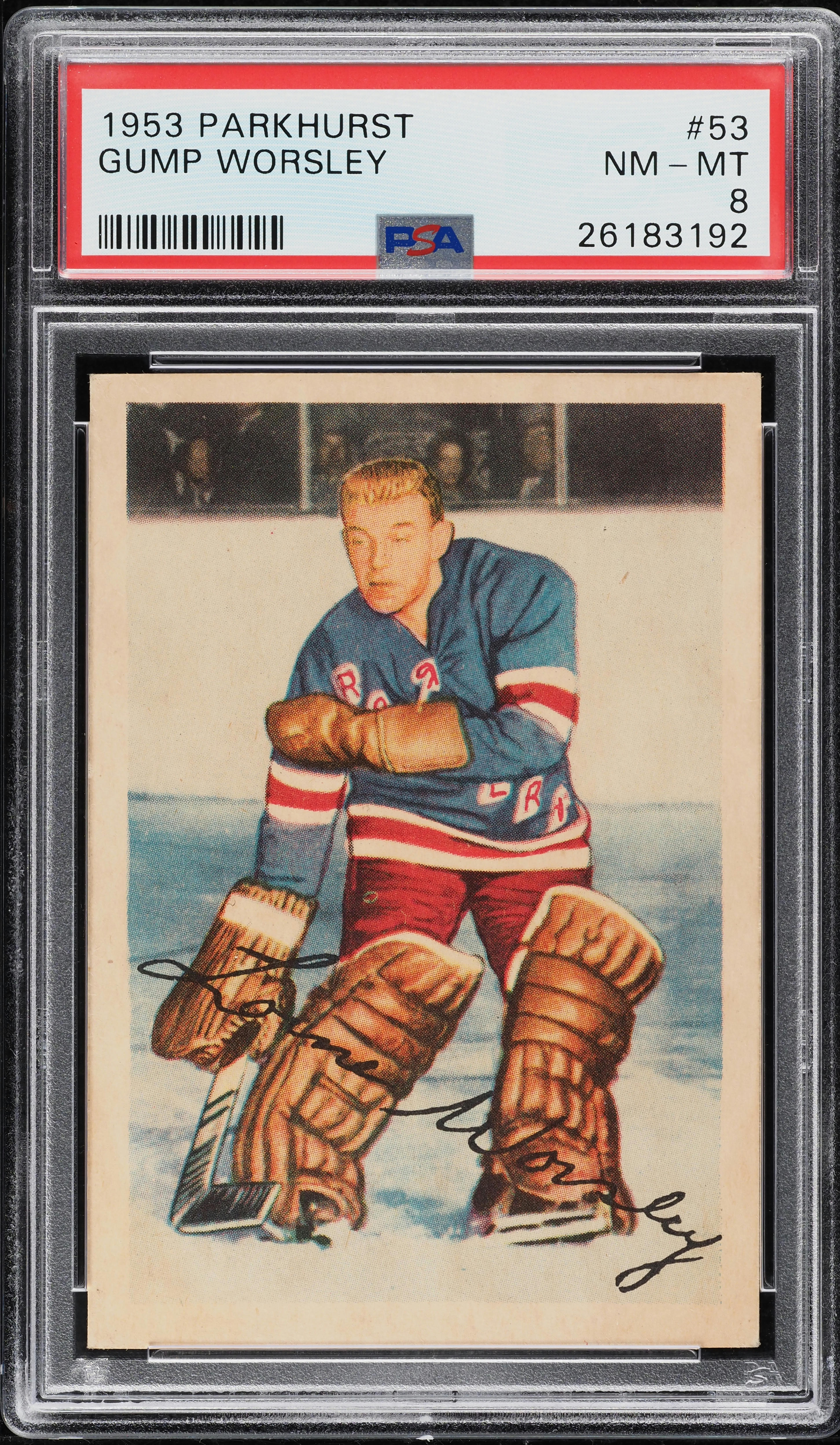 1953 Parkhurst Gump Worsley ROOKIE #53 PSA 8 NM-MT