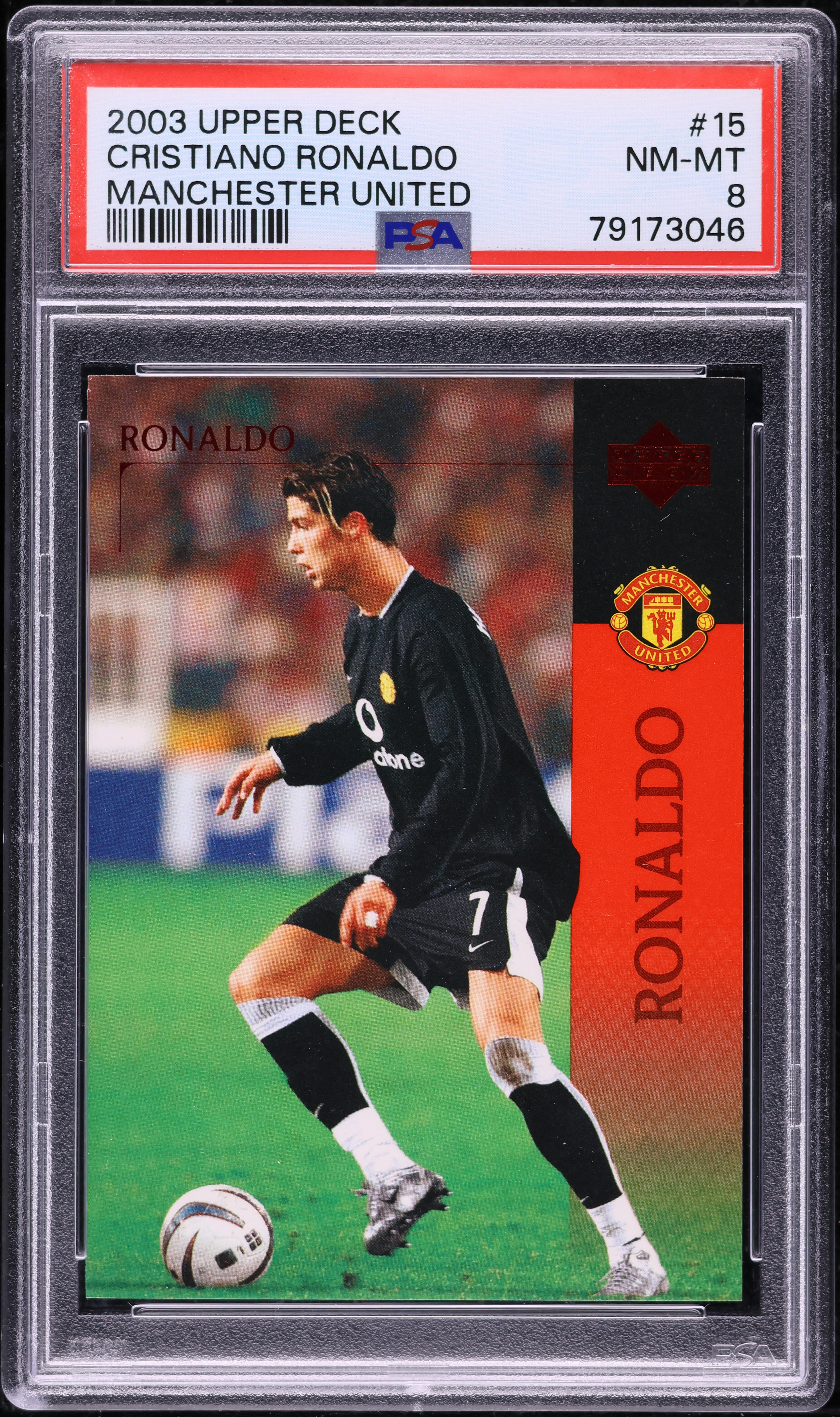 2003 Upper Deck Manchester United Cristiano Ronaldo ROOKIE #15 PSA 8 NM-MT