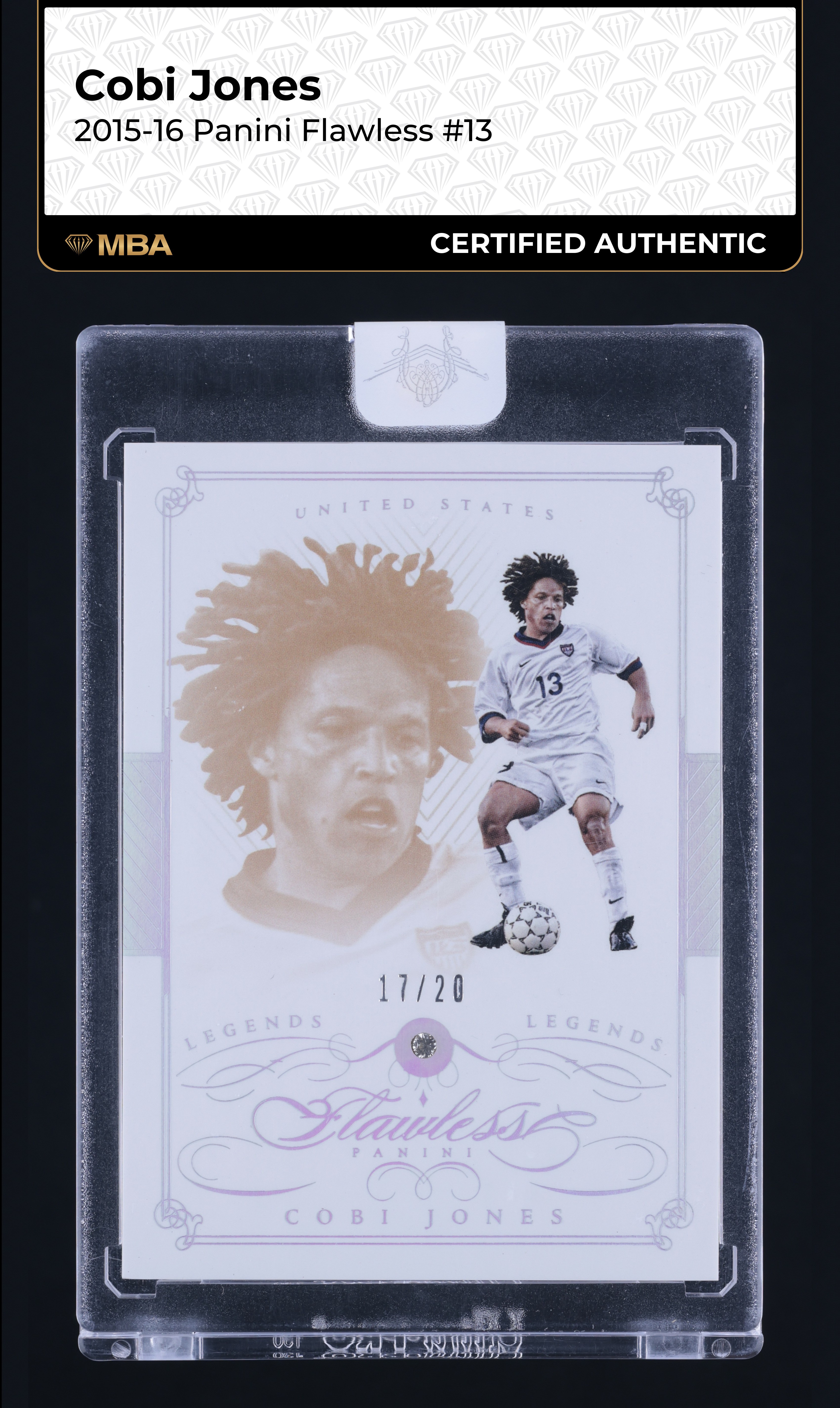 2015 Panini Flawless Diamond Gems Cobi Jones /20 #13 MBA AUTH