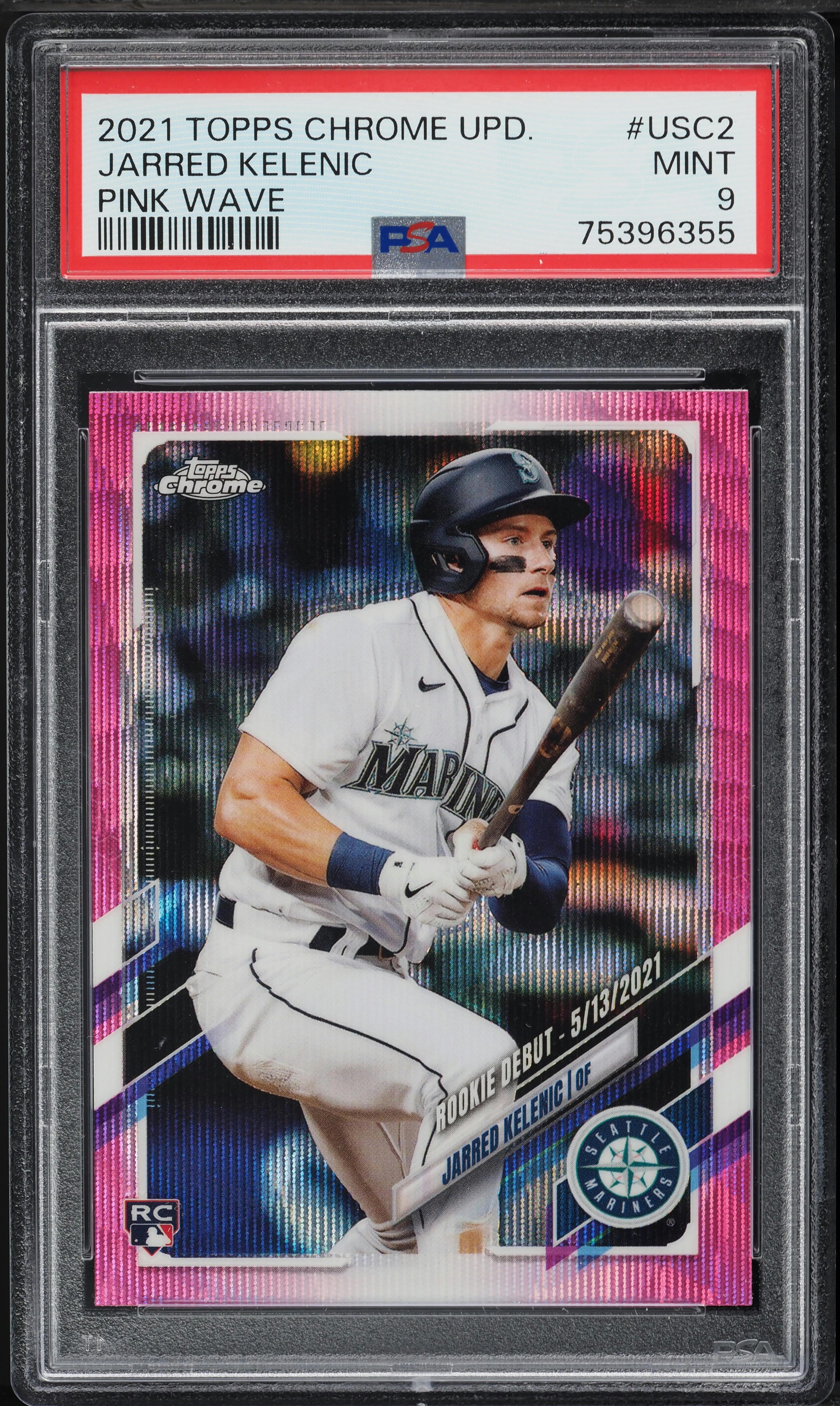 2021 Topps Chrome Update Pink Wave Jarred Kelenic ROOKIE #USC2 PSA 9 MINT