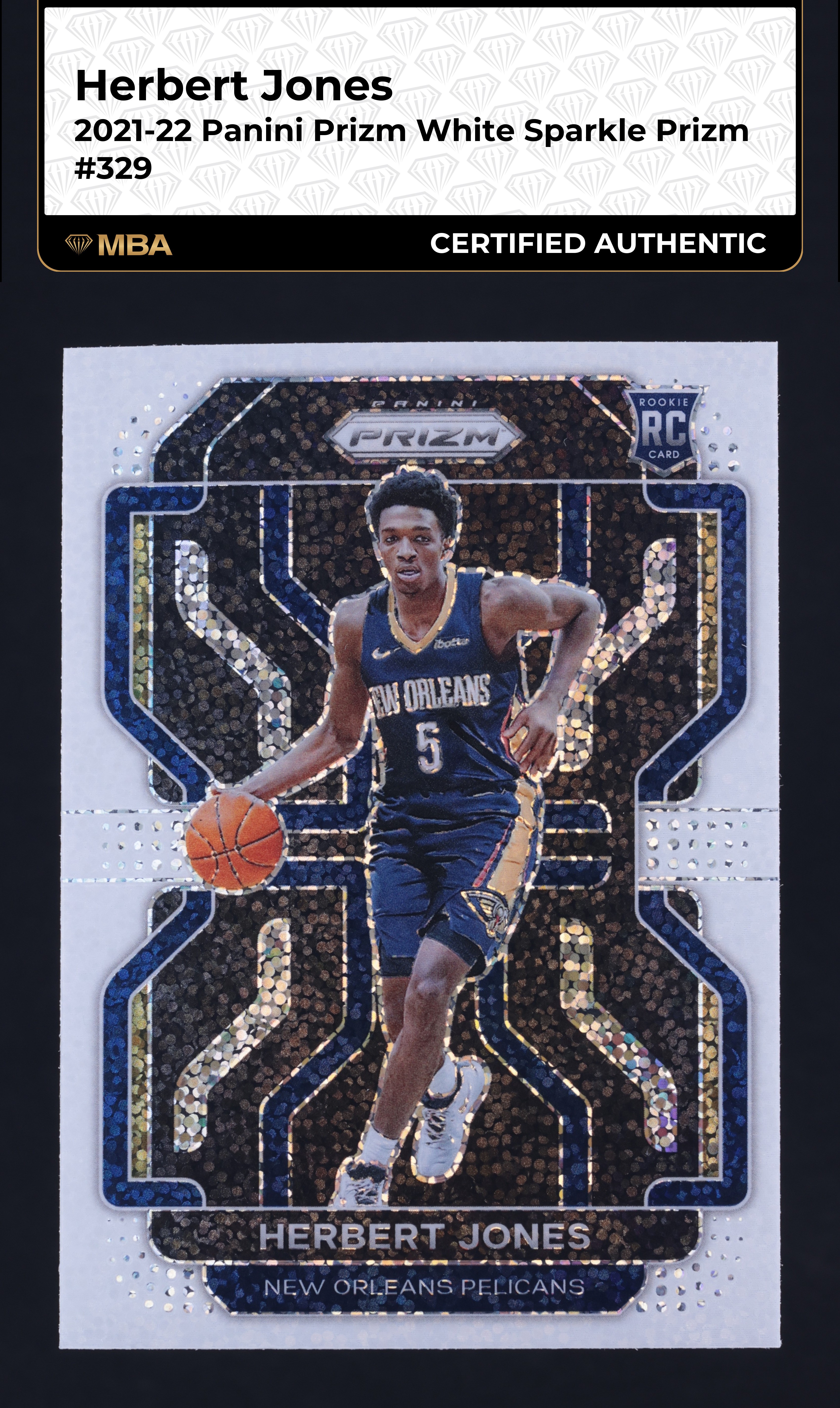 2021 Panini Prizm White Sparkle Herbert Jones ROOKIE #329 MBA AUTH