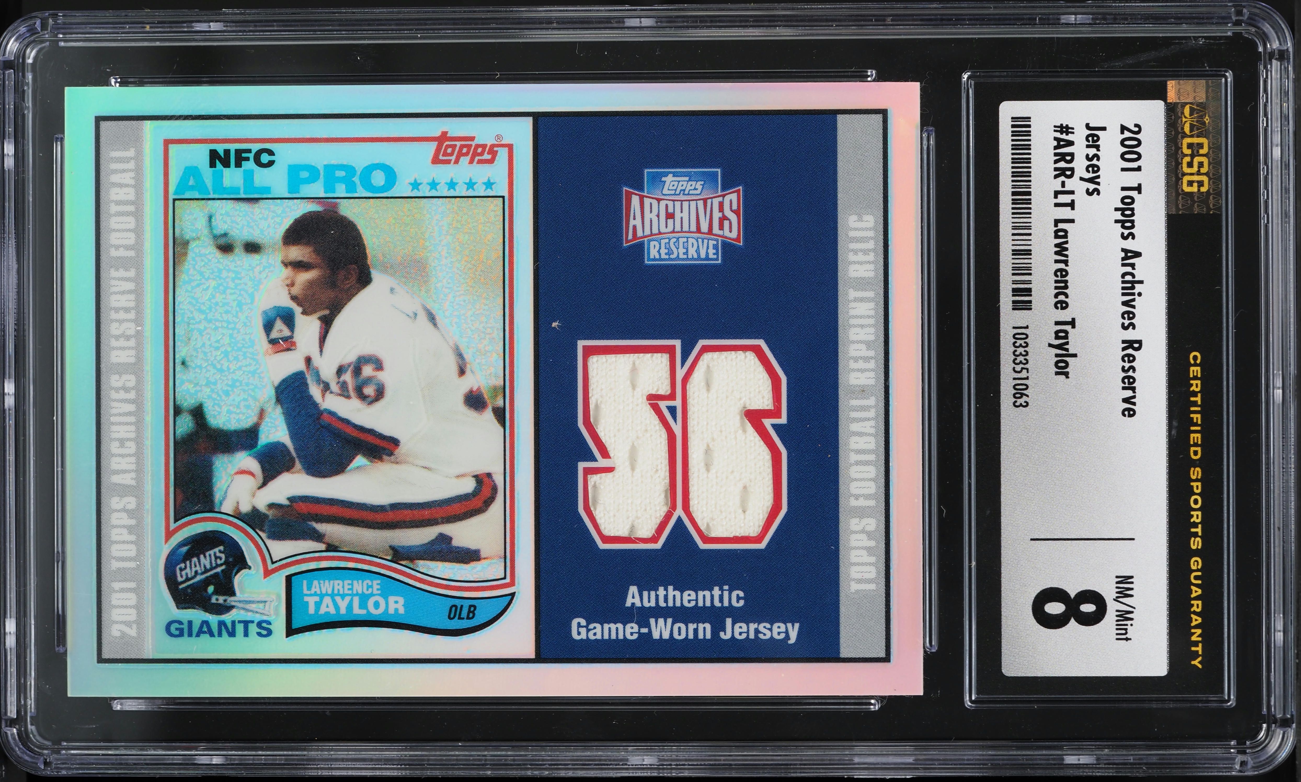2001 Topps Archives Reserve Jerseys Lawrence Taylor PATCH #ARR-LT CSG 8 NM-MT
