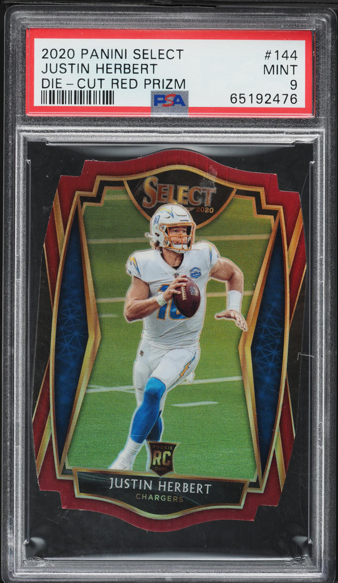 2020 Select Premier Level Red Prizm Die-Cut Justin Herbert ROOKIE #144 PSA 9 MINT