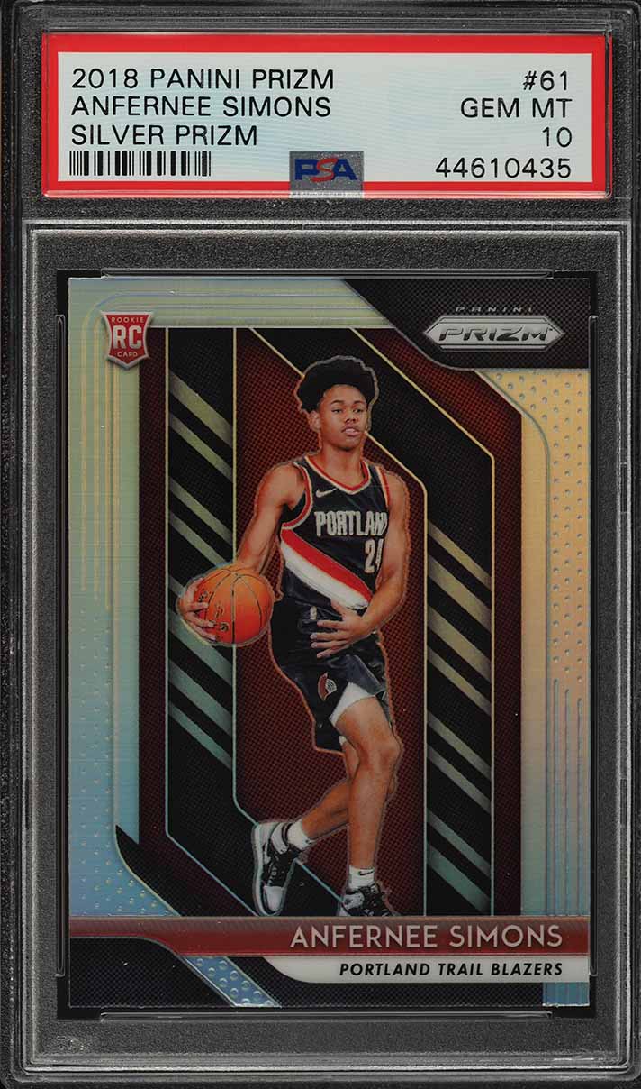 2018 Panini Prizm Silver Prizms Anfernee Simons ROOKIE RC #61 PSA 10 GEM MINT