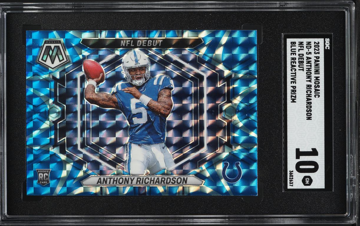 2023 Panini Mosaic Blue Reactive Anthony Richardson ROOKIE #ND-5 SGC 10 GEM MINT