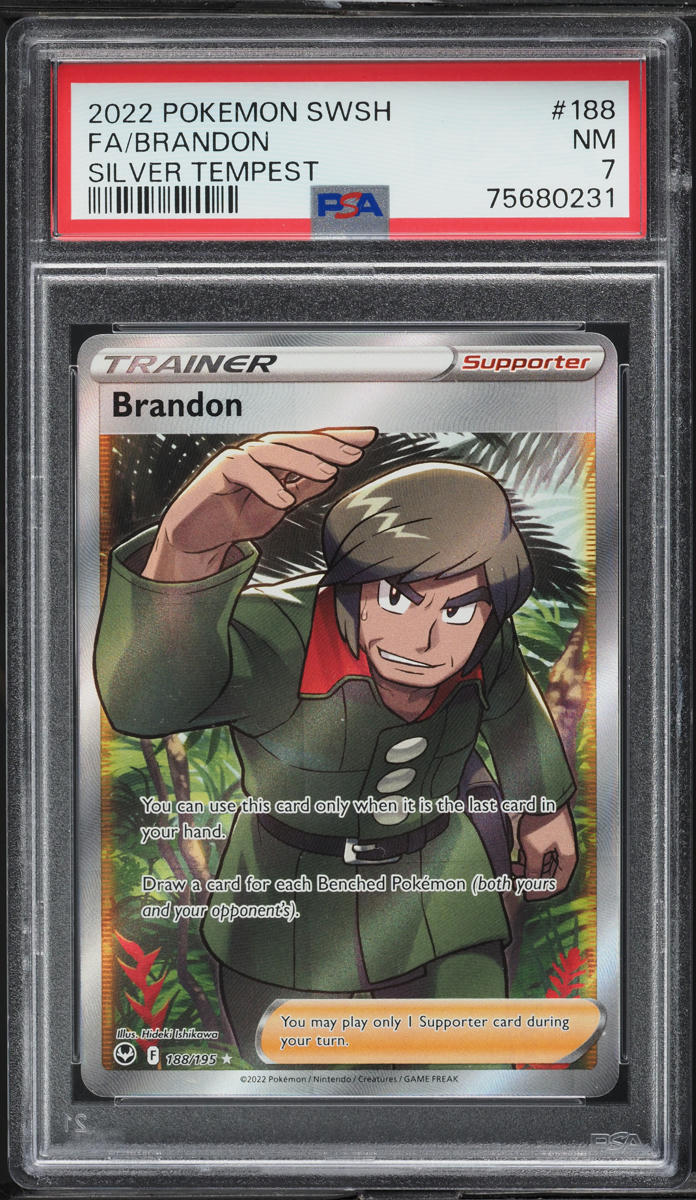 2022 Pokemon Sword & Shield Silver Tempest Full Art Brandon #188 PSA 7 NRMT