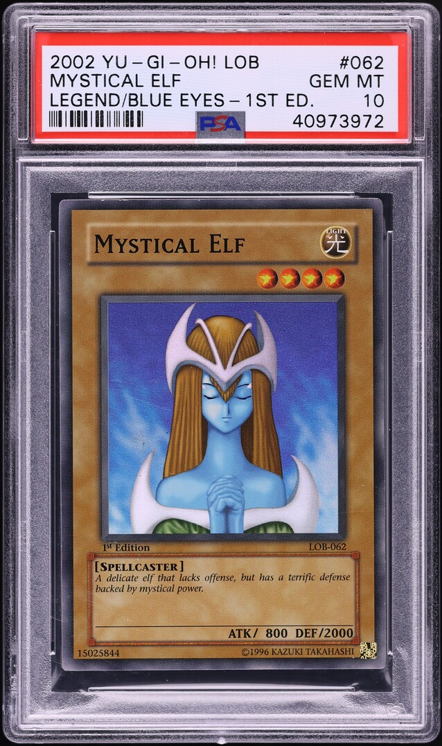 2002 Yu-Gi-Oh! Legend Of Blue Eyes 1st Edition Mystical Elf #LOB-062 PSA 10 GEM