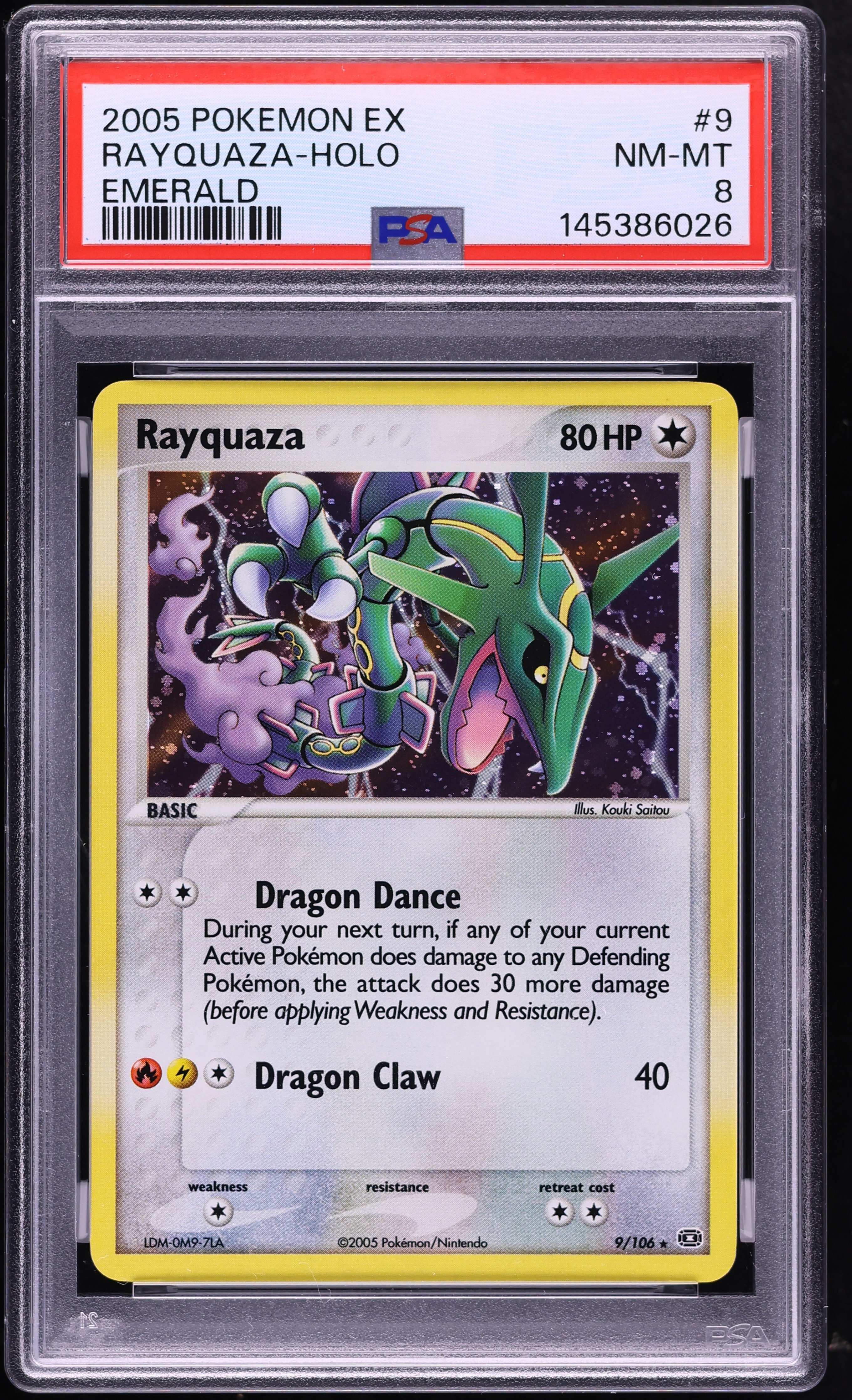 2005 Pokemon EX Emerald Holo Rayquaza #9 PSA 8 NM-MT
