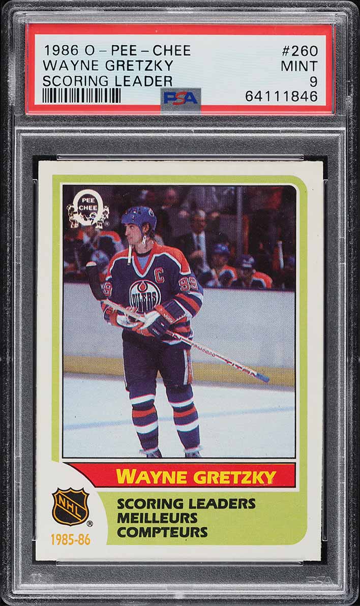 1986 O-Pee-Chee Hockey Wayne Gretzky SCORING LDRS #260 PSA 9 MINT