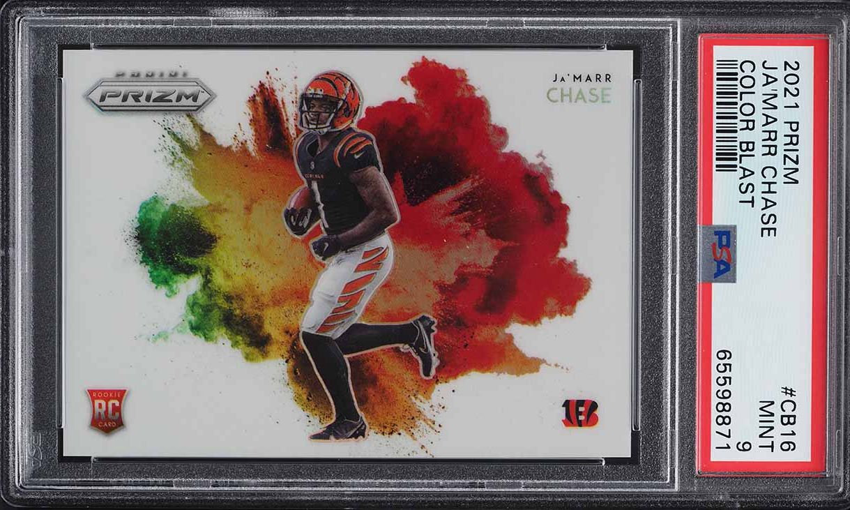 2021 Panini Prizm Color Blast Ja'Marr Chase ROOKIE #CB-16 PSA 9 MINT