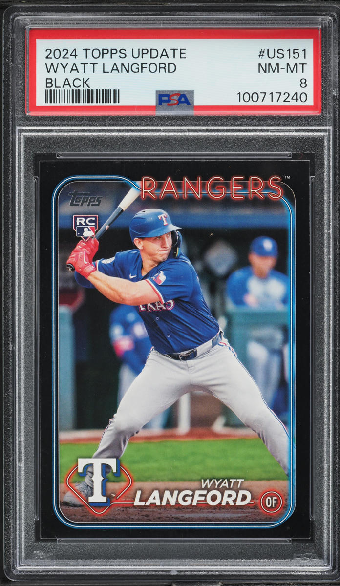 2024 Topps Update Black Wyatt Langford ROOKIE /74 #US151 PSA 8 NM-MT