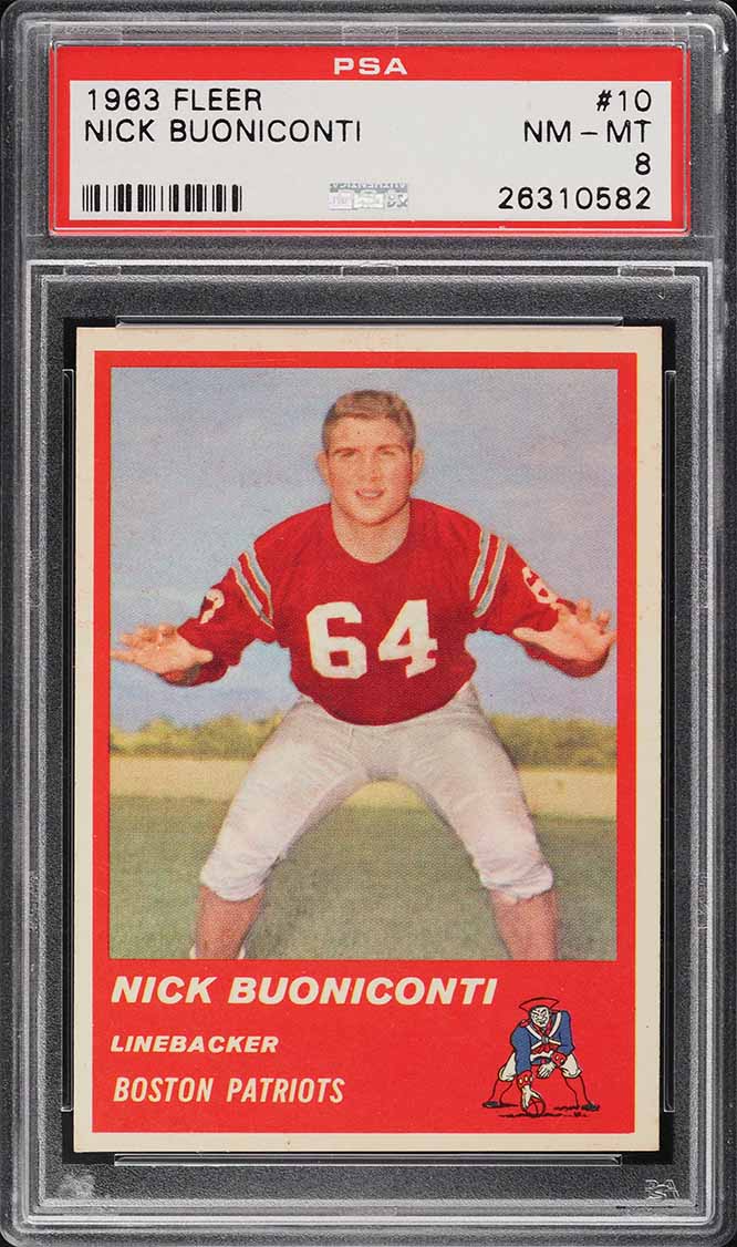 1963 Fleer Football Nick Buoniconti ROOKIE #10 PSA 8 NM-MT