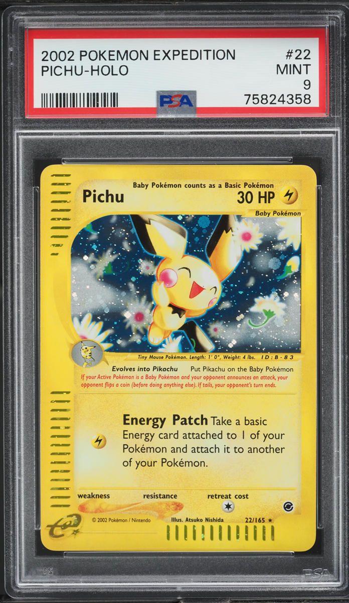 2002 Pokemon Expedition Holo Pichu #22 PSA 9 MINT