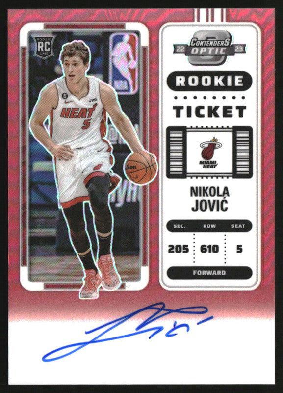 2022-23 Panini Contenders Optic Red #120 Nikola Jovic RC Auto /99