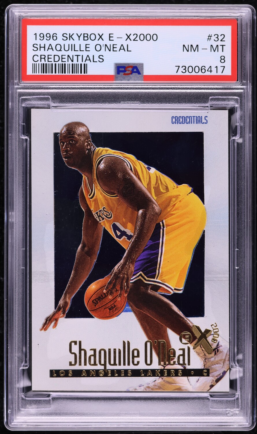 1996 Skybox E-X2000 Credentials Shaquille O'Neal /499 #32 PSA 8 NM-MT