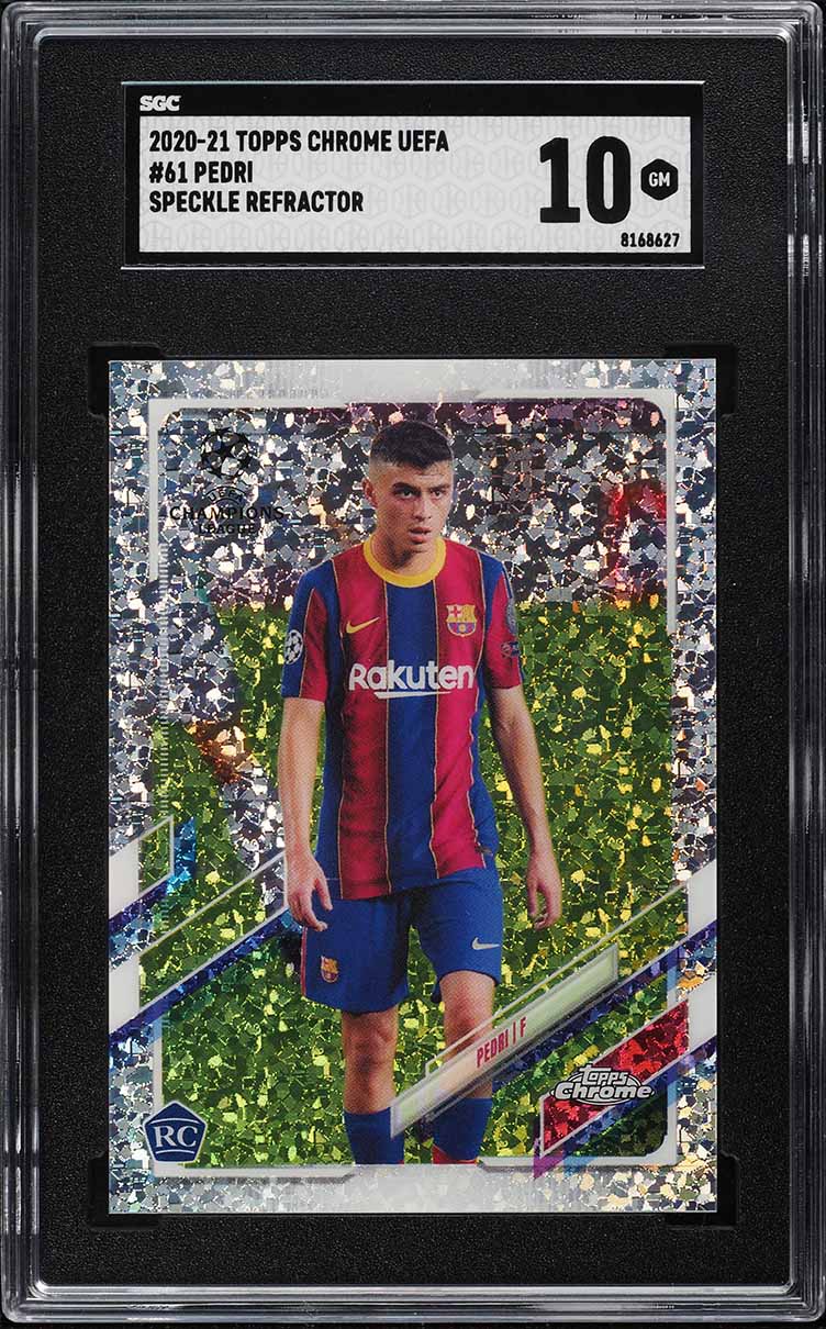 2020 Topps Chrome UEFA Speckle Refractor Pedri ROOKIE #61 SGC 10 GEM MINT