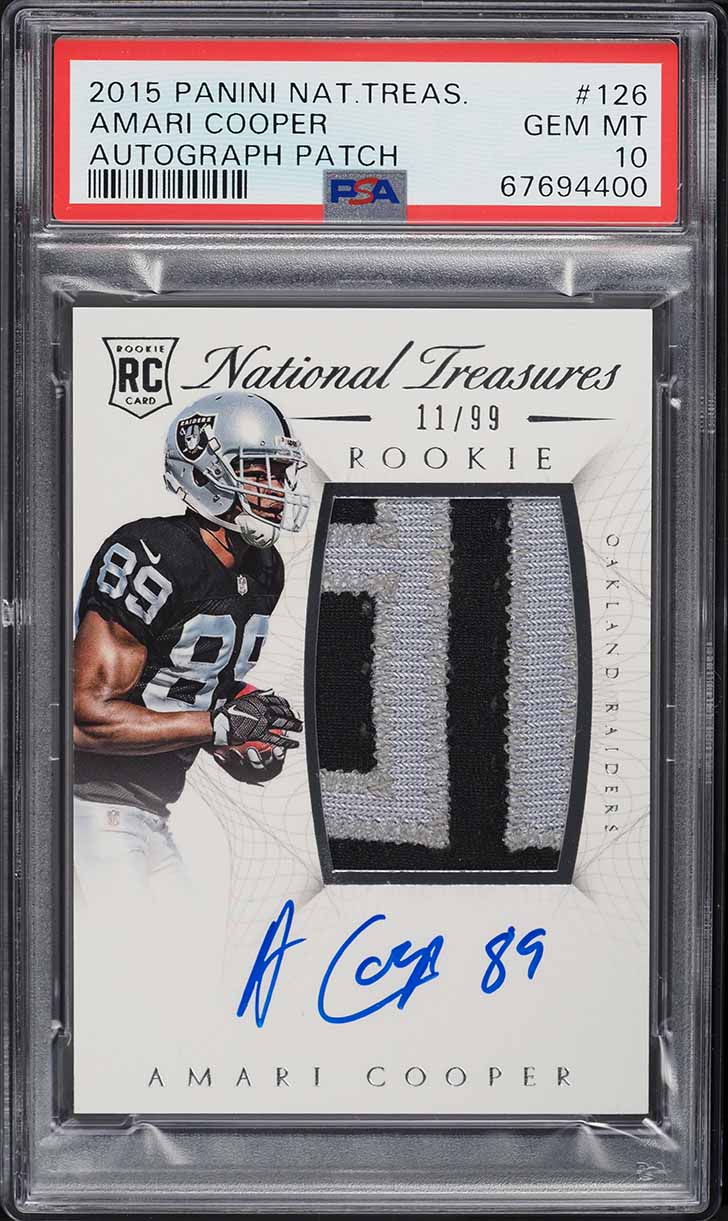2015 National Treasures Amari Cooper ROOKIE PATCH AUTO /99 #126 PSA 10 GEM MINT