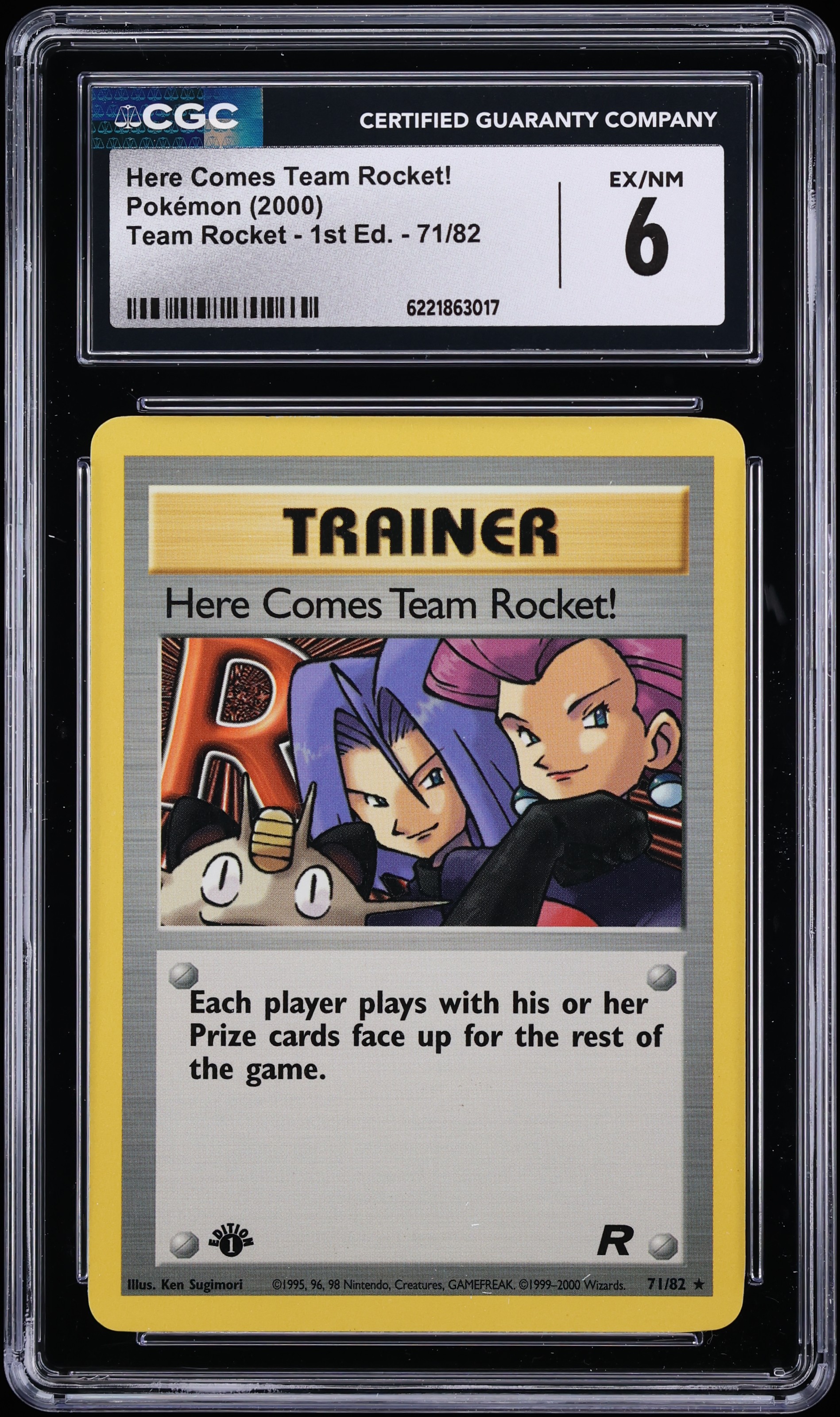 2000 Pokemon Team Rocket 1st Edition Here Comes Team Rocket! #71 CGC 6 EXMT