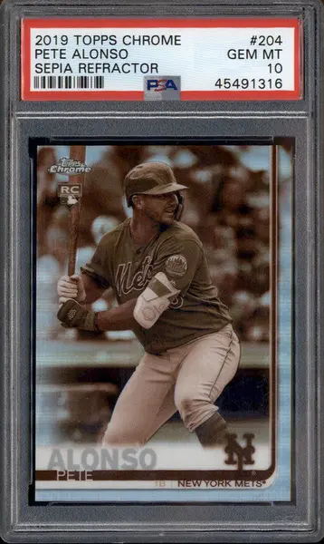 2019 Topps Chrome Sepia Refractor #204 Pete Alonso RC PSA 10